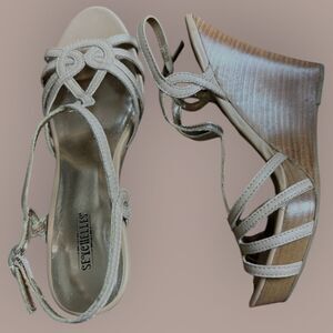 SEYCHELLES Pink Beige Lunar Vintage Inspired Wedge Sandals | US Size 8.5